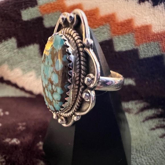 ❤️ RARE #8 Southwestern Turquoise Handcrafted Ring Size 6.5 - Picture 7 of 9